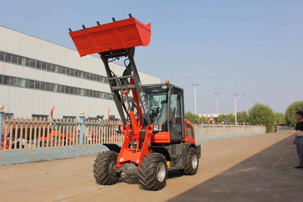 Everun Factory Supply 0.8ton Mini Front End Loader Er408 Small Farm Compact Loader with Snow Removal Attachments