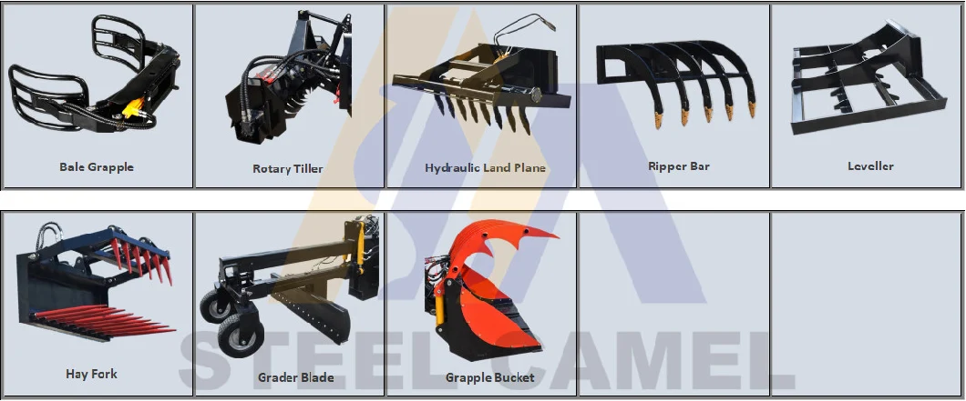 Factory Price Mini Excavator Wheel Tractor Loader Skid Steer Trencher Machine Attachments for Sale