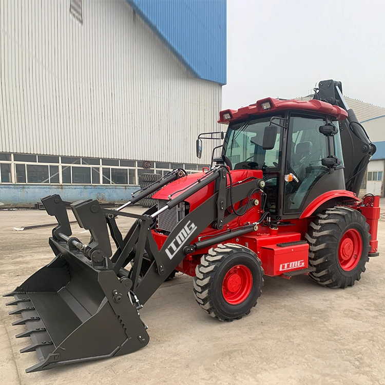 Ltmg Wheel Front End Loader Rops Cabin Excavator 4X4 Articulated Wheel Backhoe Loader with Joystick