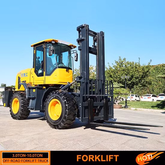 Lgcm 4륜 구동 Montacargas 3 Ton/3000kg 디젤/가스/LPG/오프로드/3m/4.5m/5m/6m 모든 지형 밸런스 사이드 시프트 지게차 택시 삼중 마스트